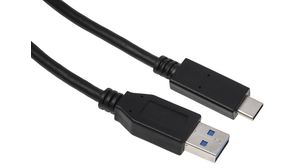 Cable, USB-A-kontakt - USB C-kontakt, 2m, USB 3.0, Svart